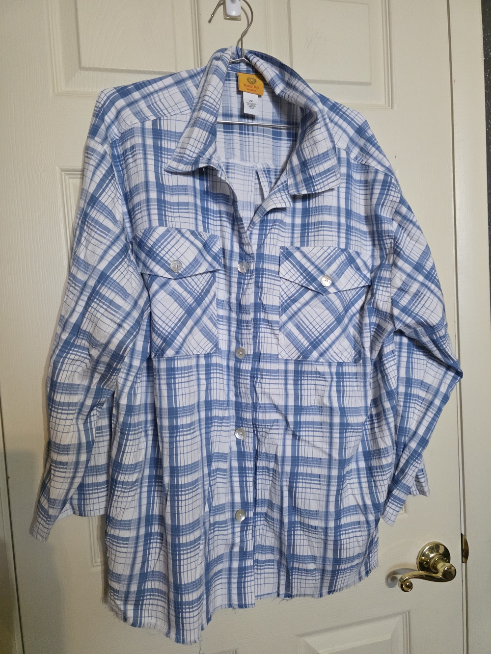 Ruby Rd. Blue & White Plaid Button-Down Shirt